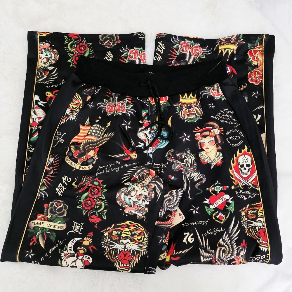 Ed Hardy❤️‍🔥 Tattoo Embroidered Track Pant Size S - Picture 5 of 5